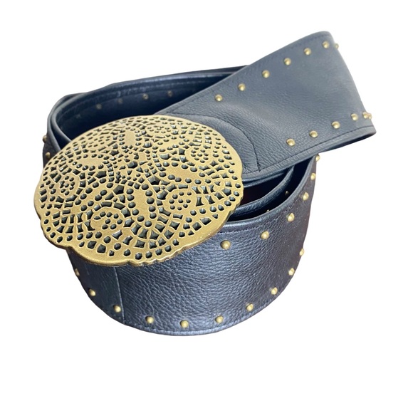 Fossil Accessories - FOSSIL GENUINE LEATHER STUDDED BELT WITH LARGE BUCKLE Size Large